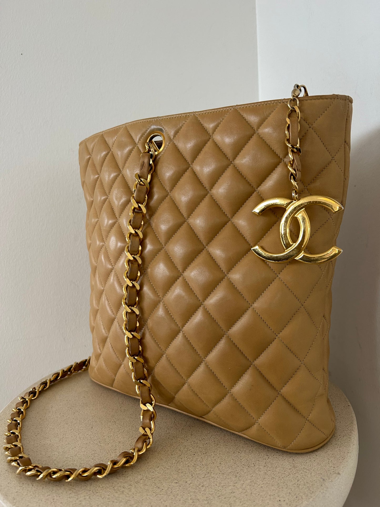 Chanel Matelasse Beige Tote