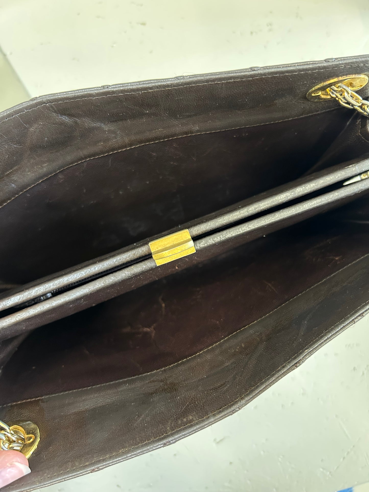 Chanel taske i brun lammeskind – Vintage skuldertaske
