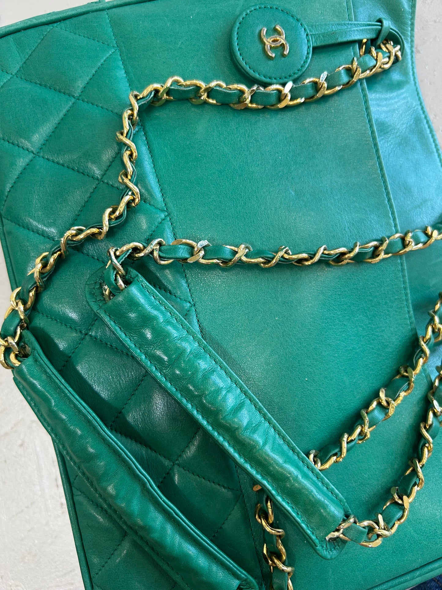 Chanel taske i grøn læder – Vintage Tote Bag