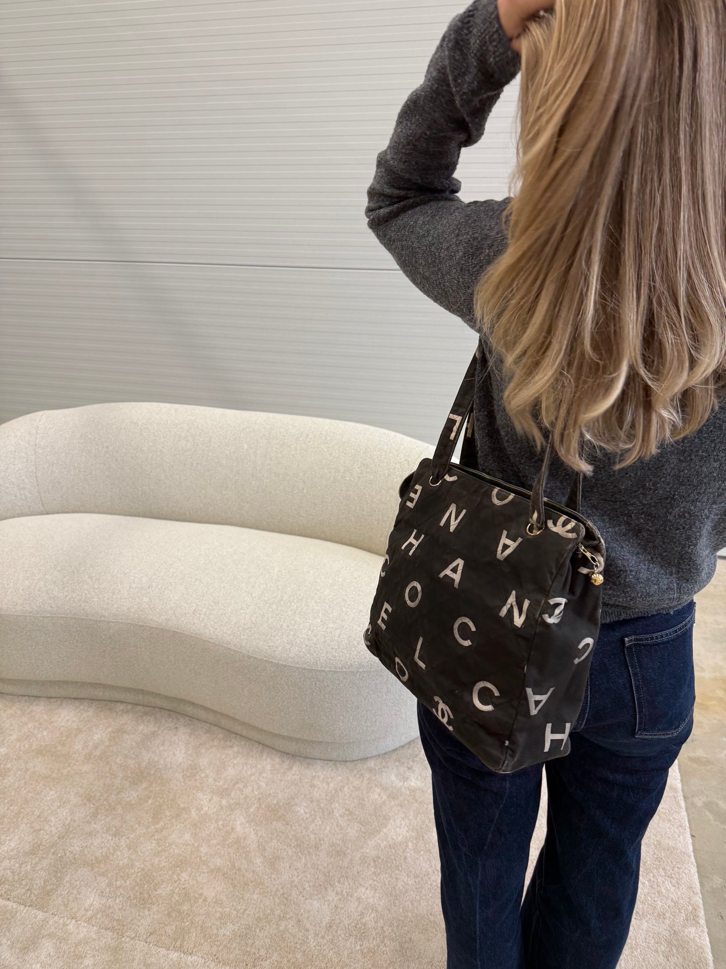 Chanel Denim Tote Logo Shoulder Bag