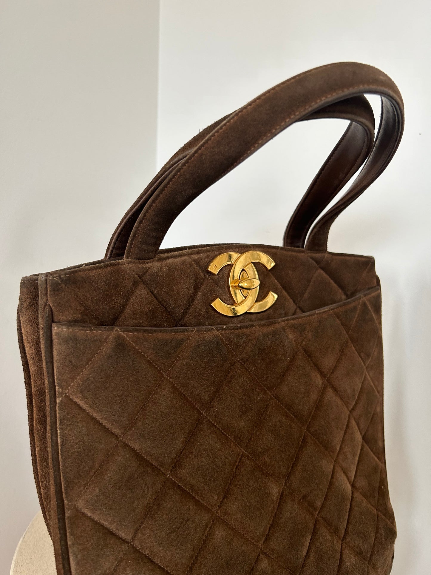 Chanel Suede Jumbo Logo Bag