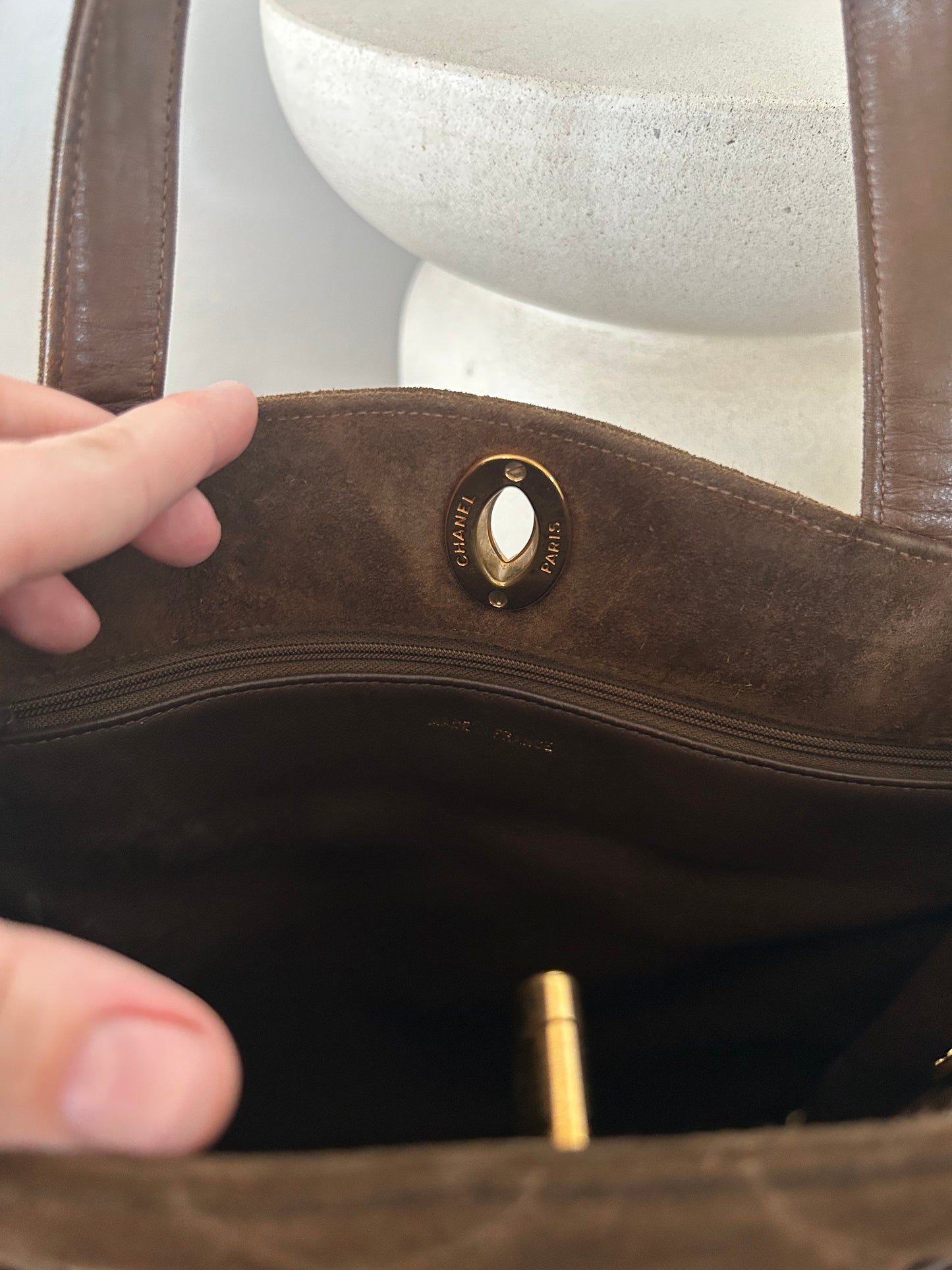 Chanel Suede Jumbo Logo Bag
