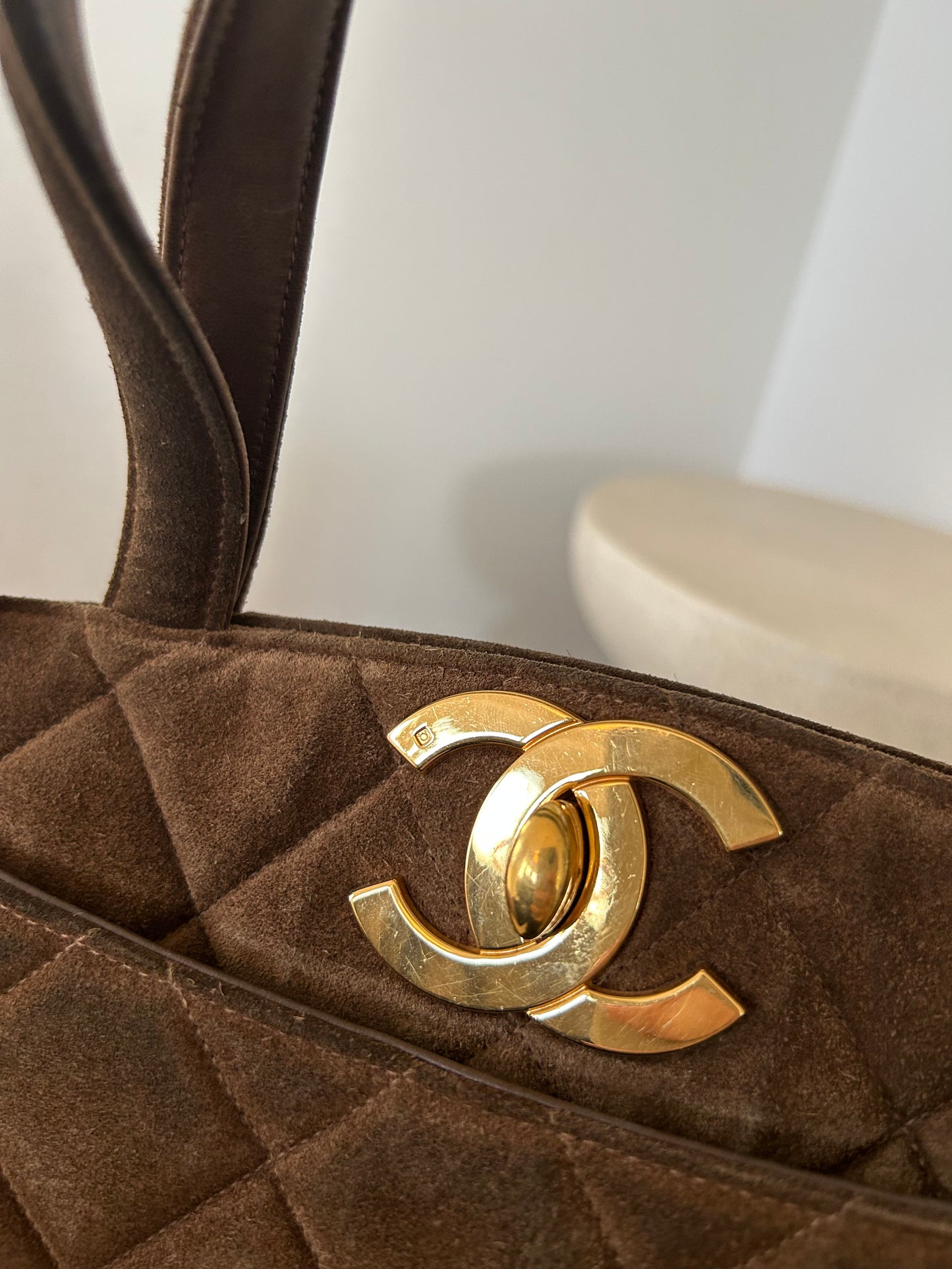 Chanel Suede Jumbo Logo Bag