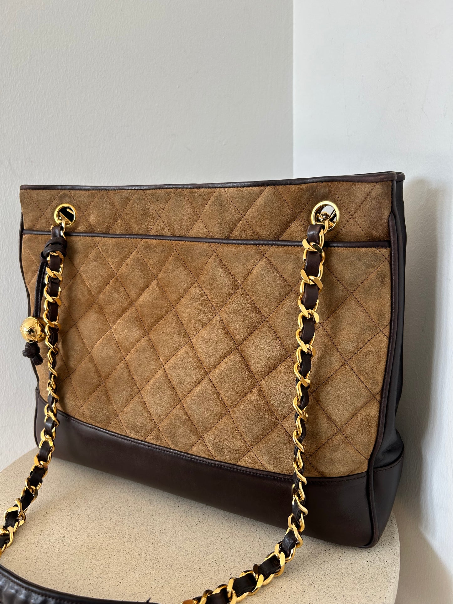 Chanel two tone Suede tote bag