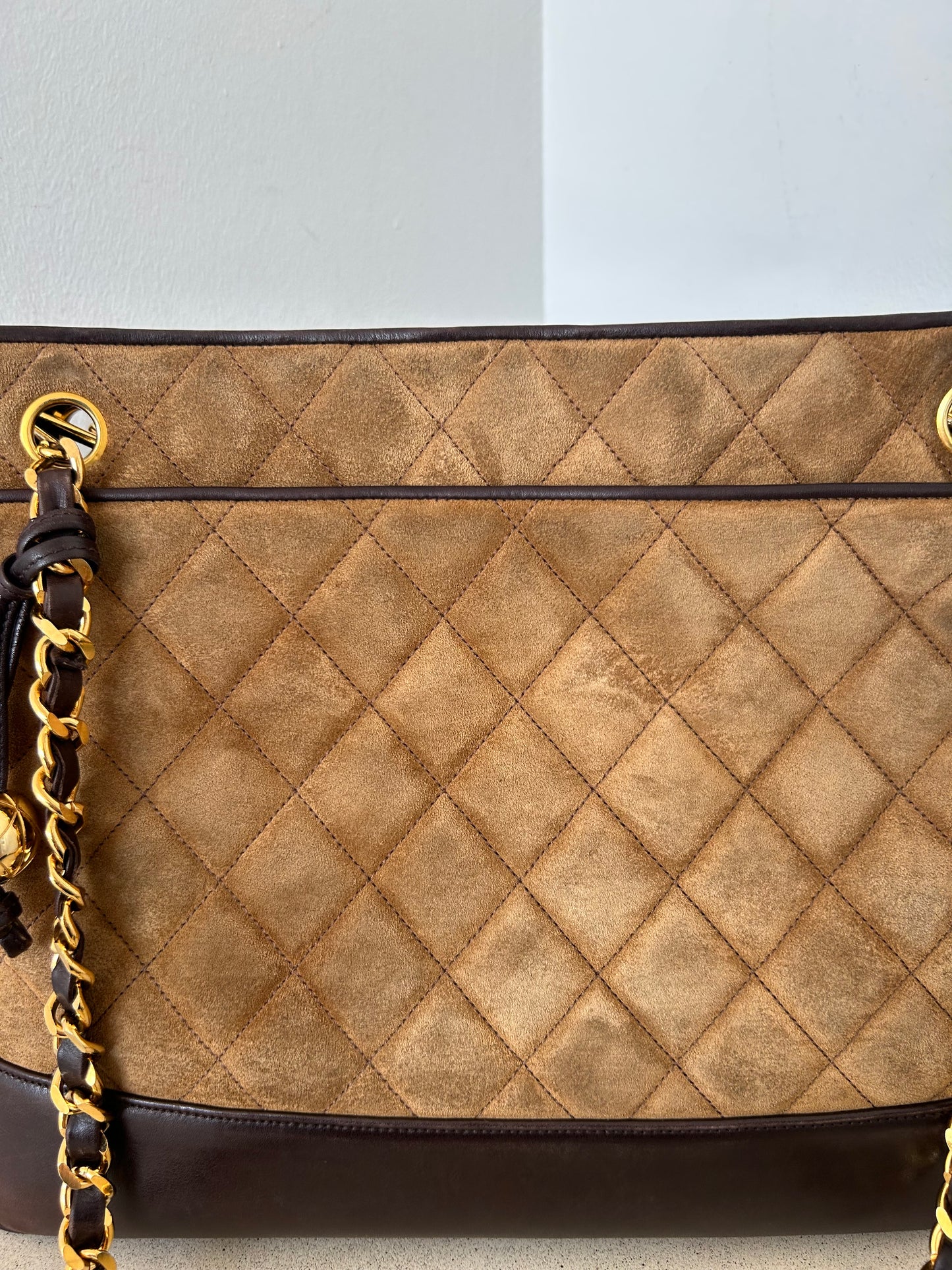 Chanel two tone Suede tote bag