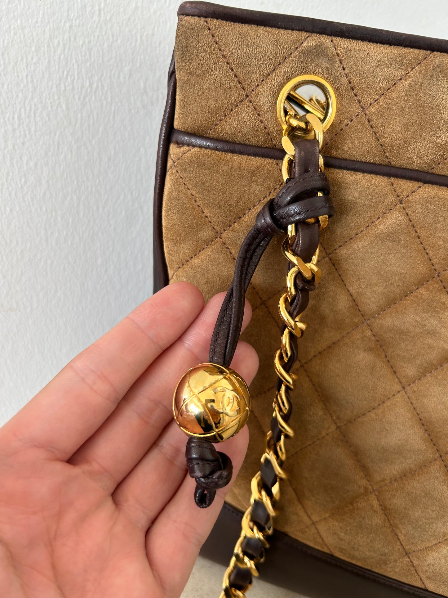 Chanel two tone Suede tote bag