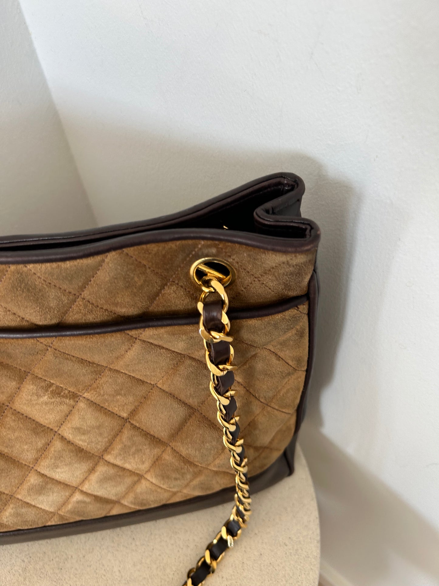 Chanel two tone Suede tote bag