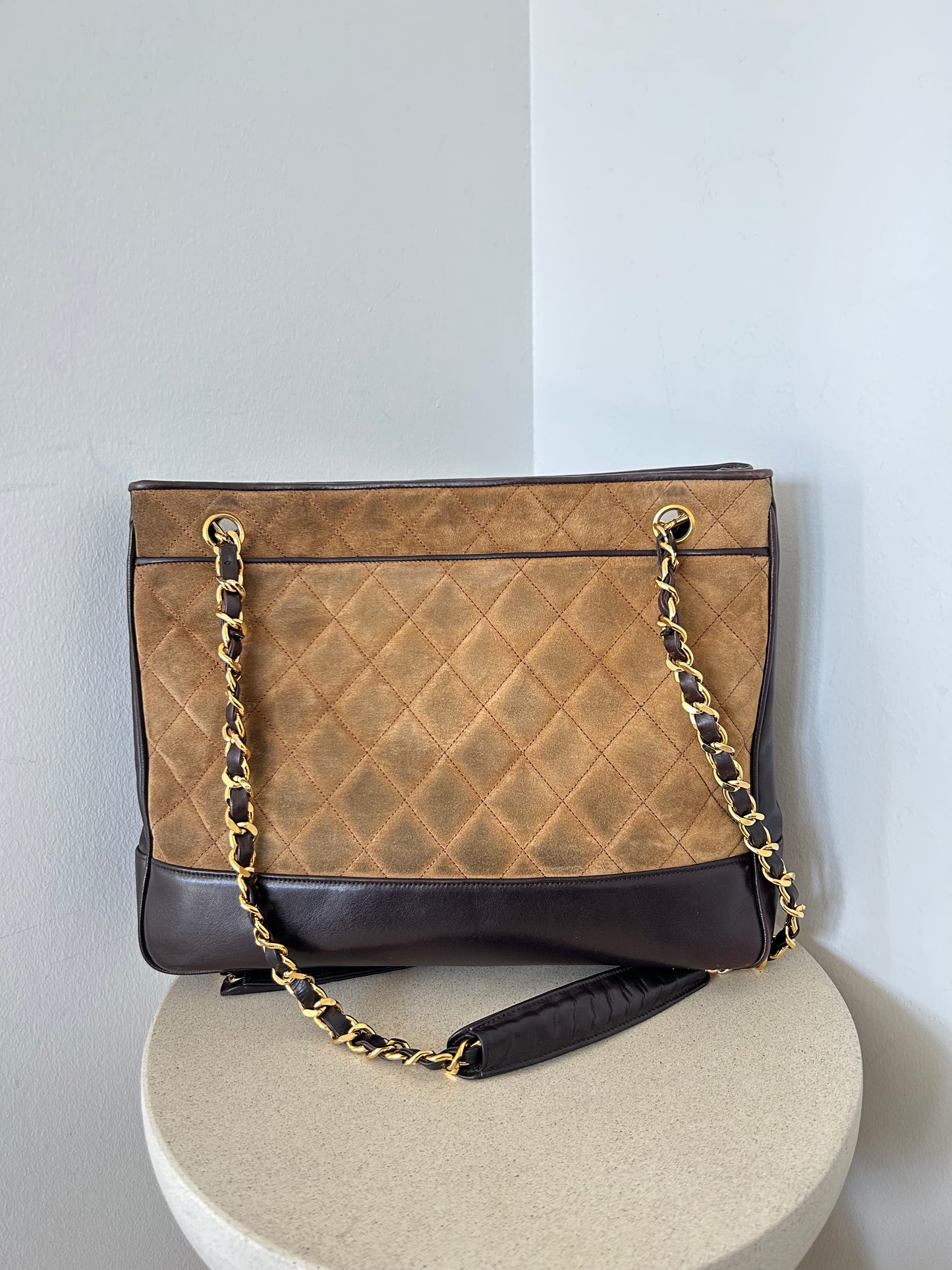 Chanel two tone Suede tote bag