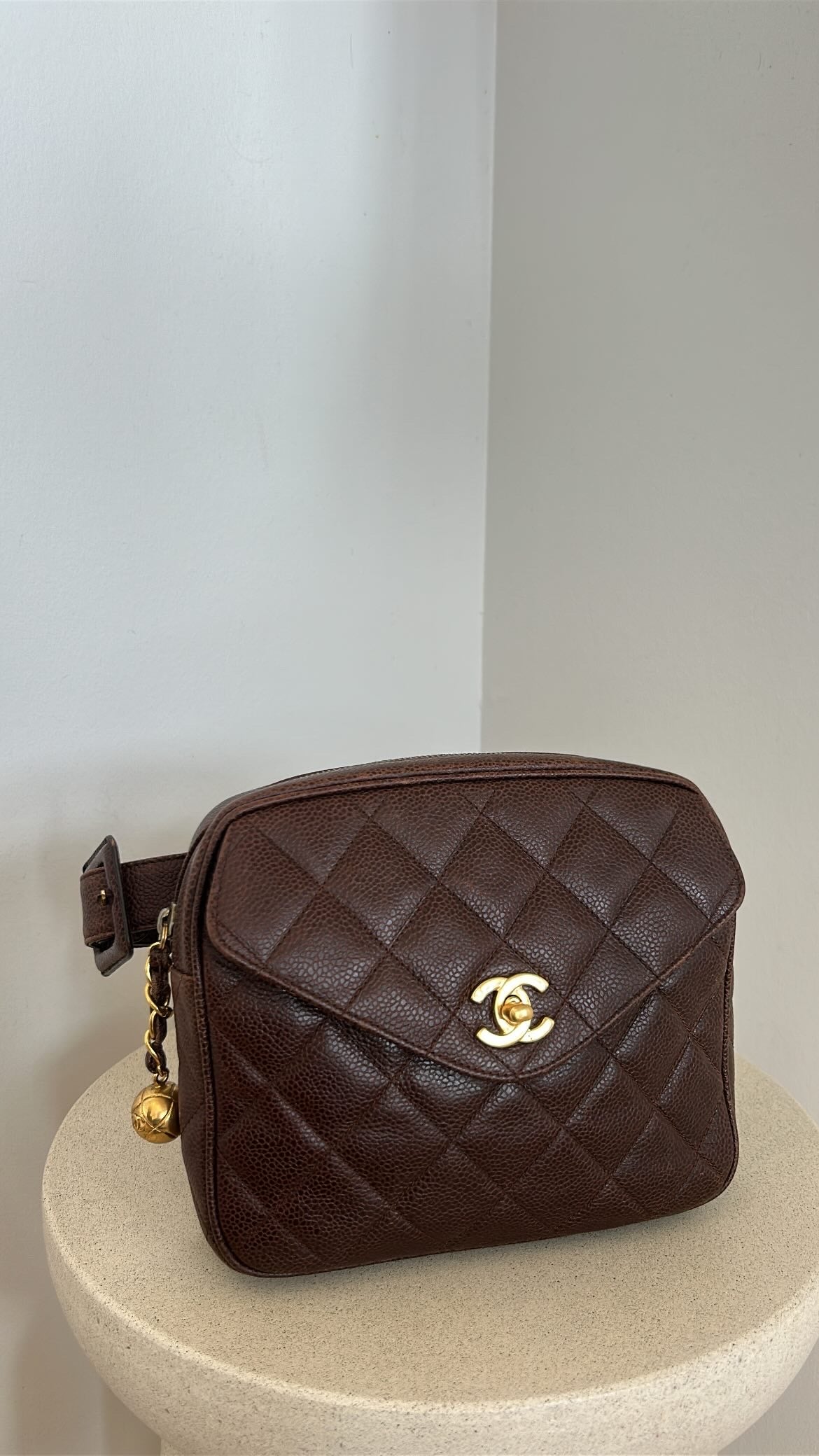 Chanel caviar brown bumbag