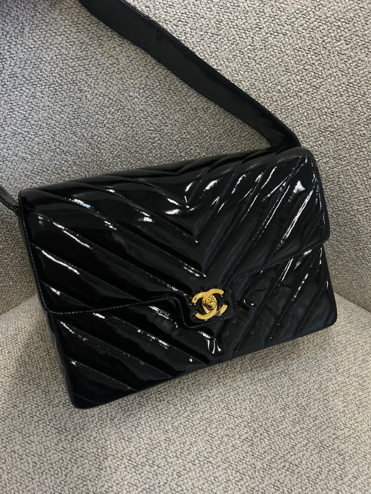 Chanel chevron patent flap bag