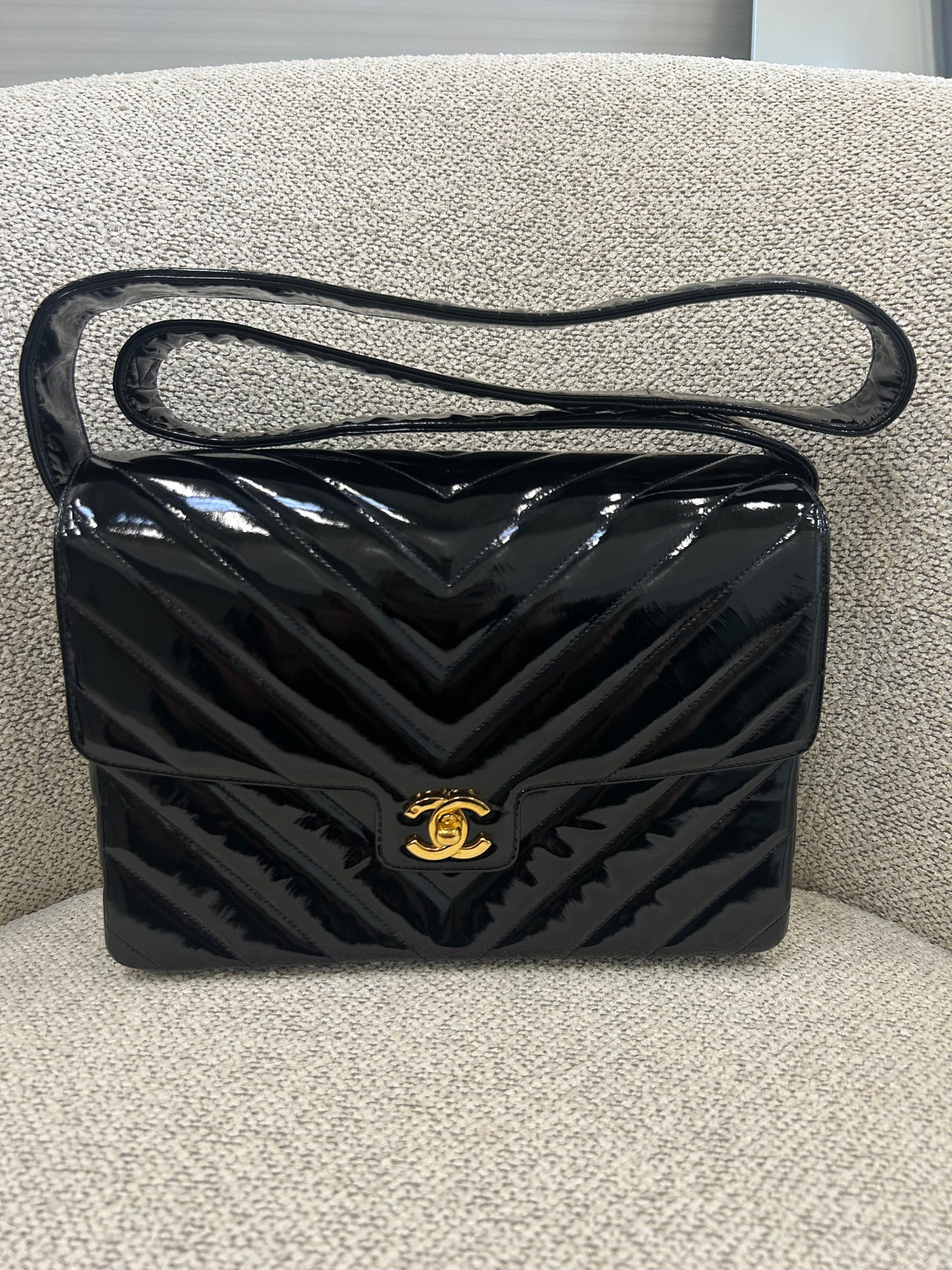 Chanel chevron patent flap bag