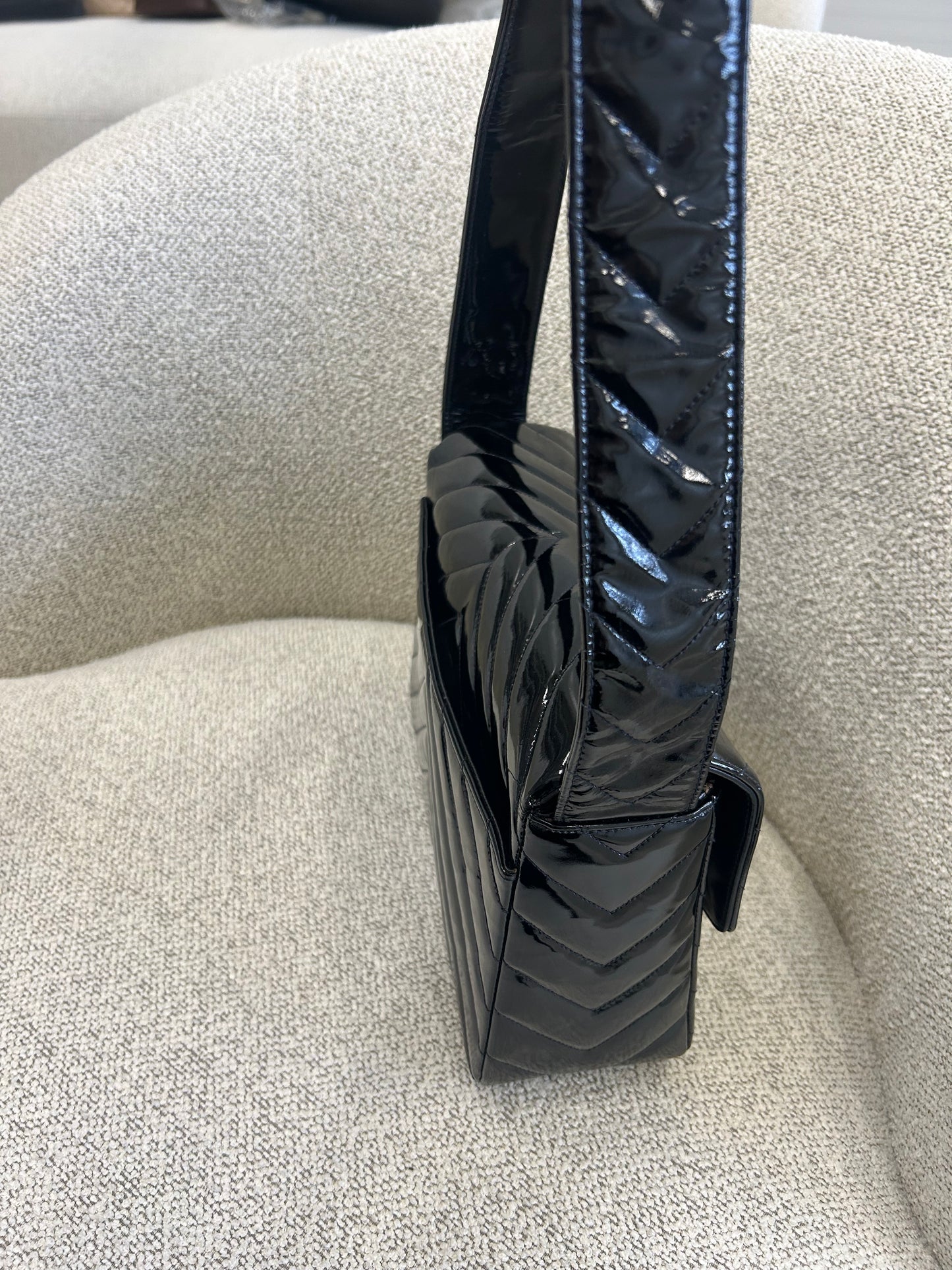 Chanel chevron patent flap bag