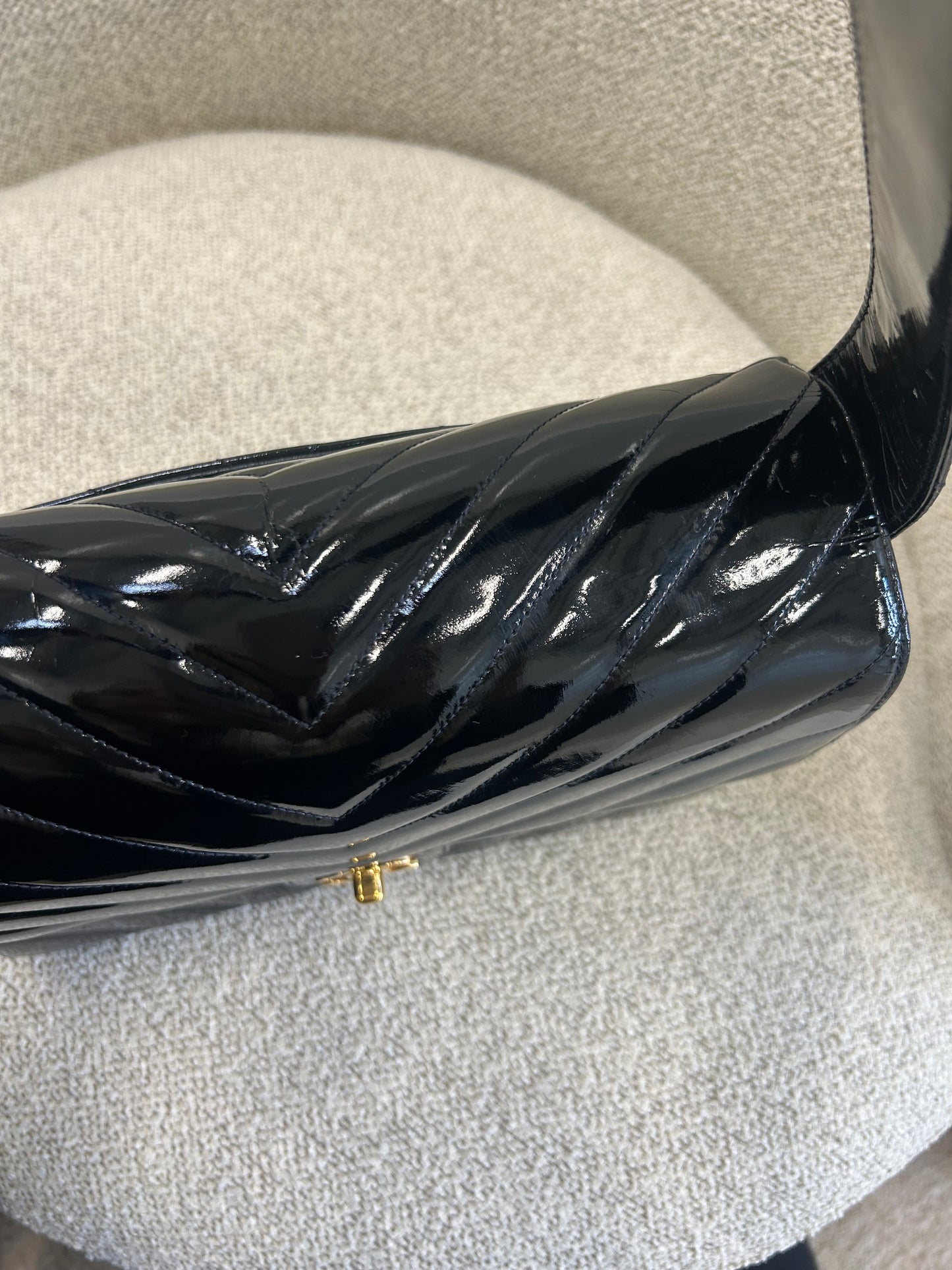 Chanel chevron patent flap bag