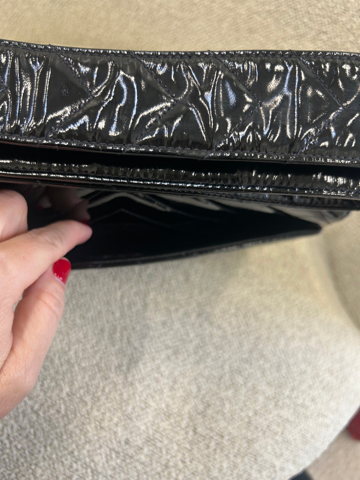 Chanel chevron patent flap bag