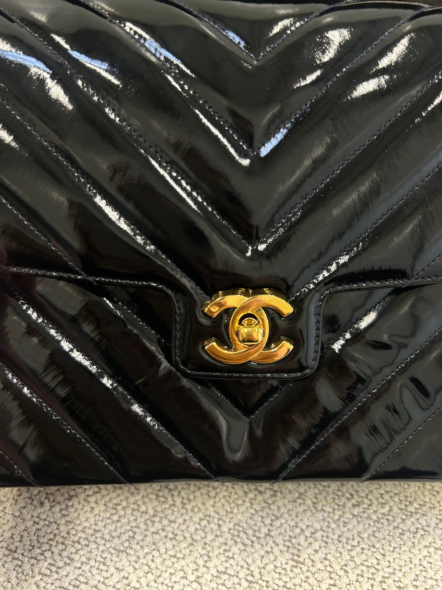 Chanel chevron patent flap bag