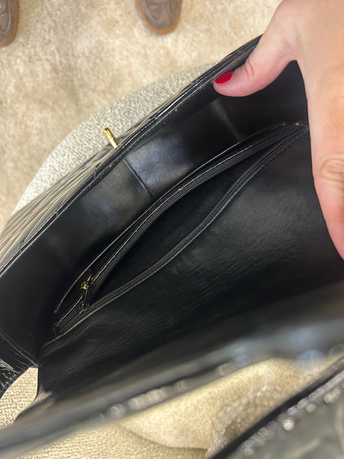 Chanel chevron patent flap bag