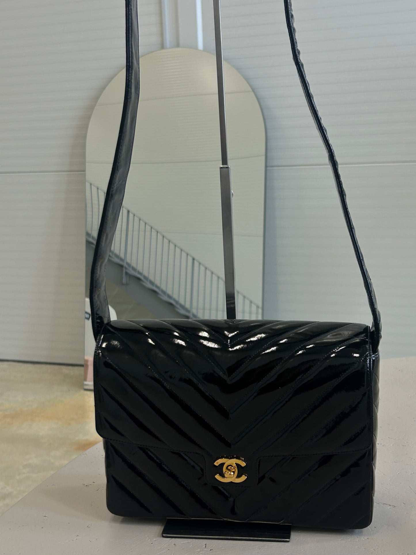 Chanel chevron patent flap bag