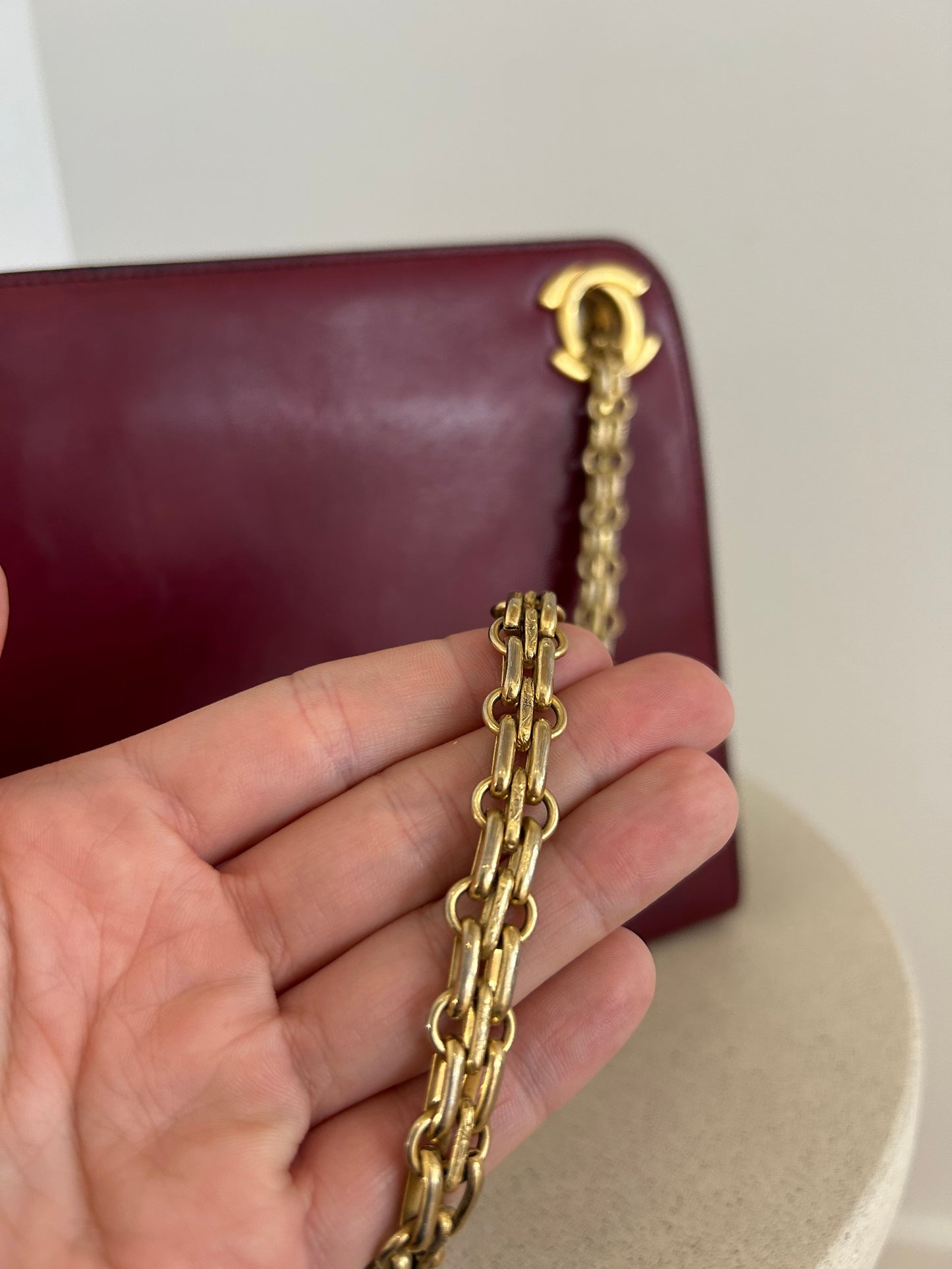 Chanel taske i rødt lammeskind