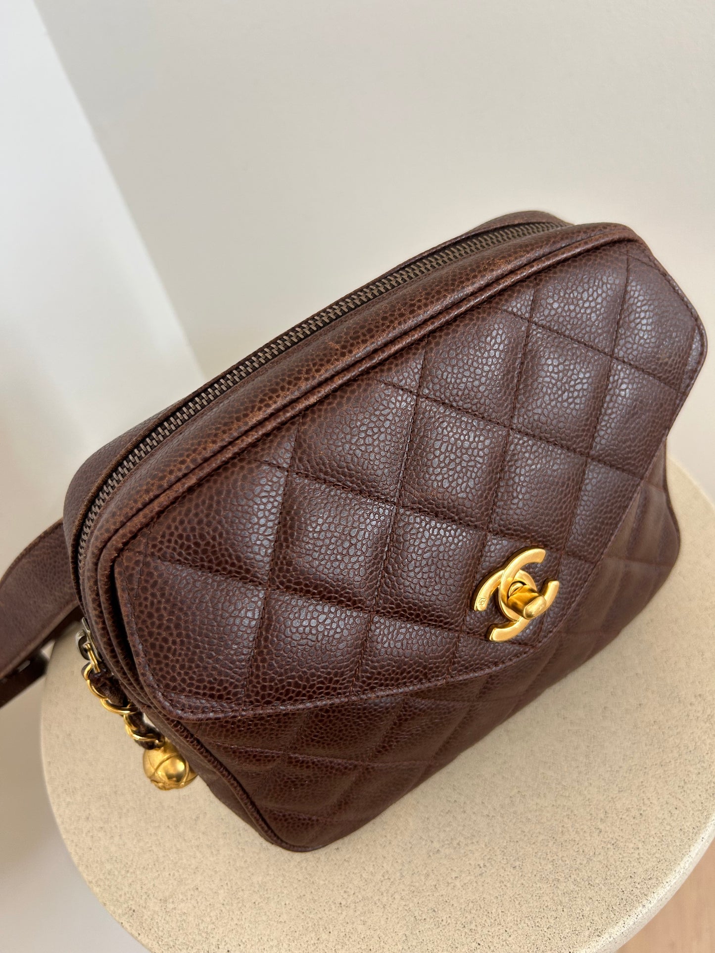Chanel caviar brown bumbag