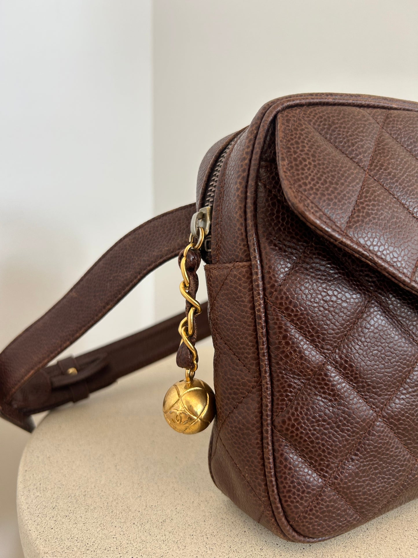 Chanel caviar brown bumbag