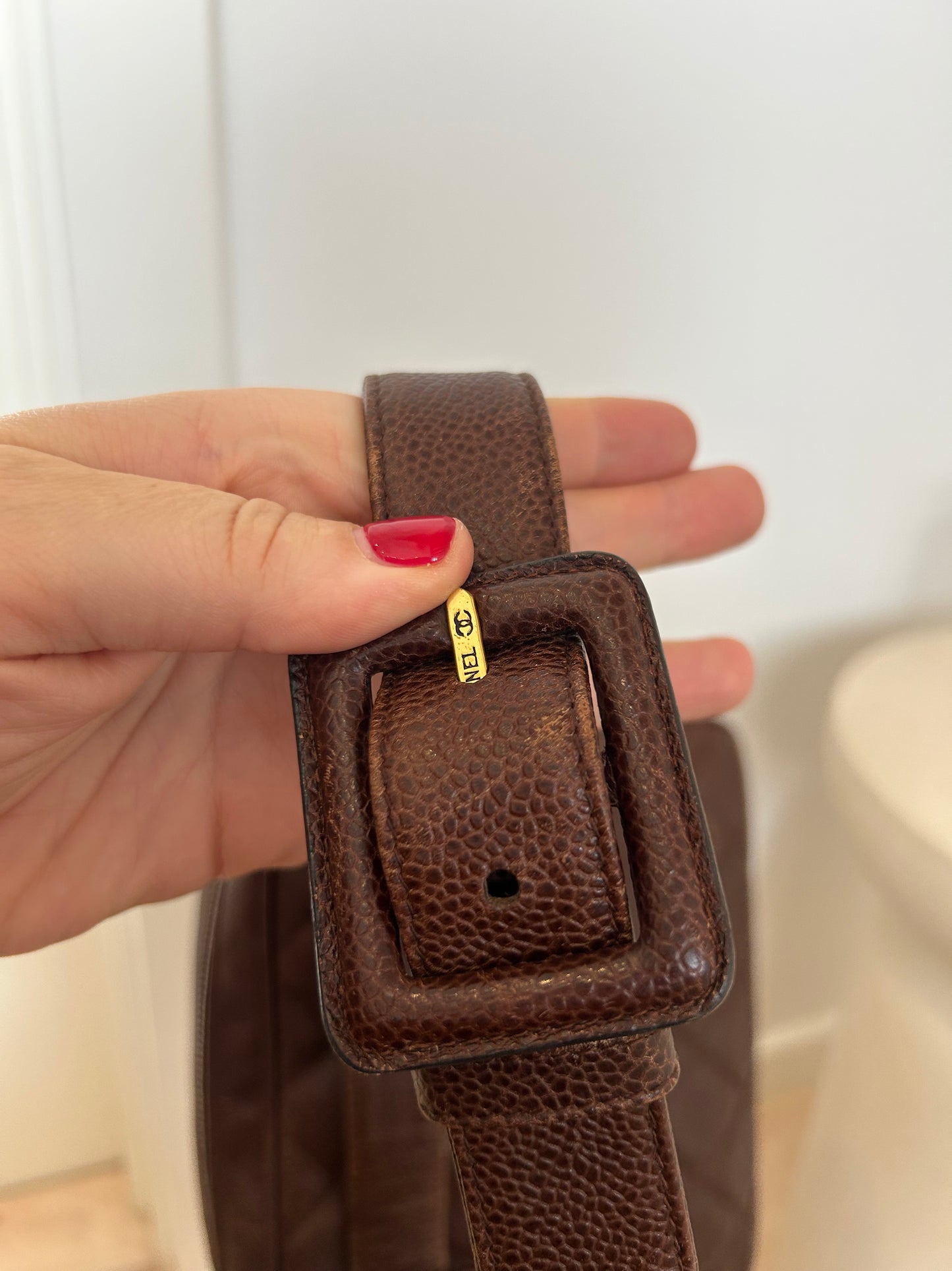 Chanel caviar brown bumbag