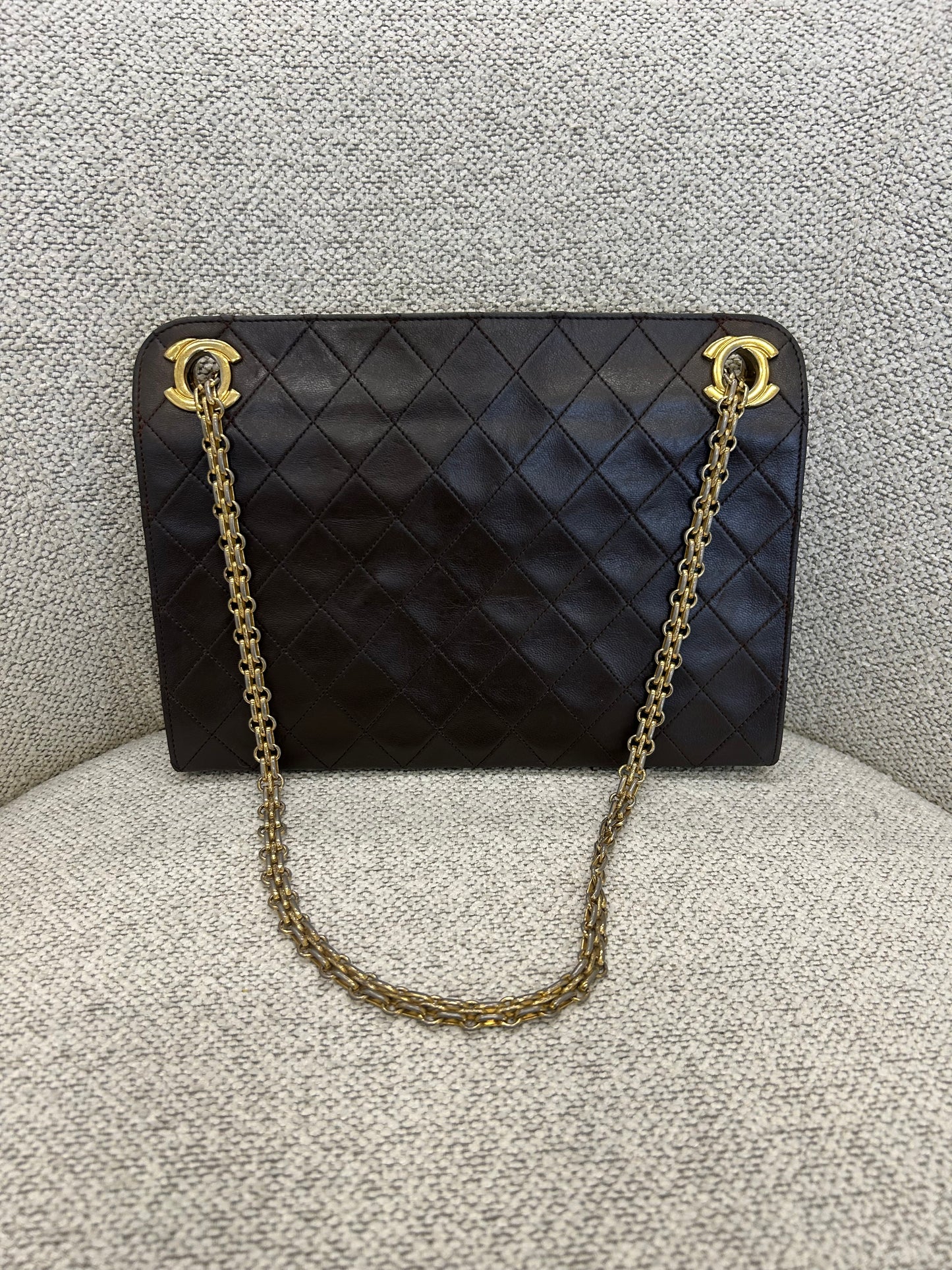 Chanel taske i brun lammeskind – Vintage skuldertaske