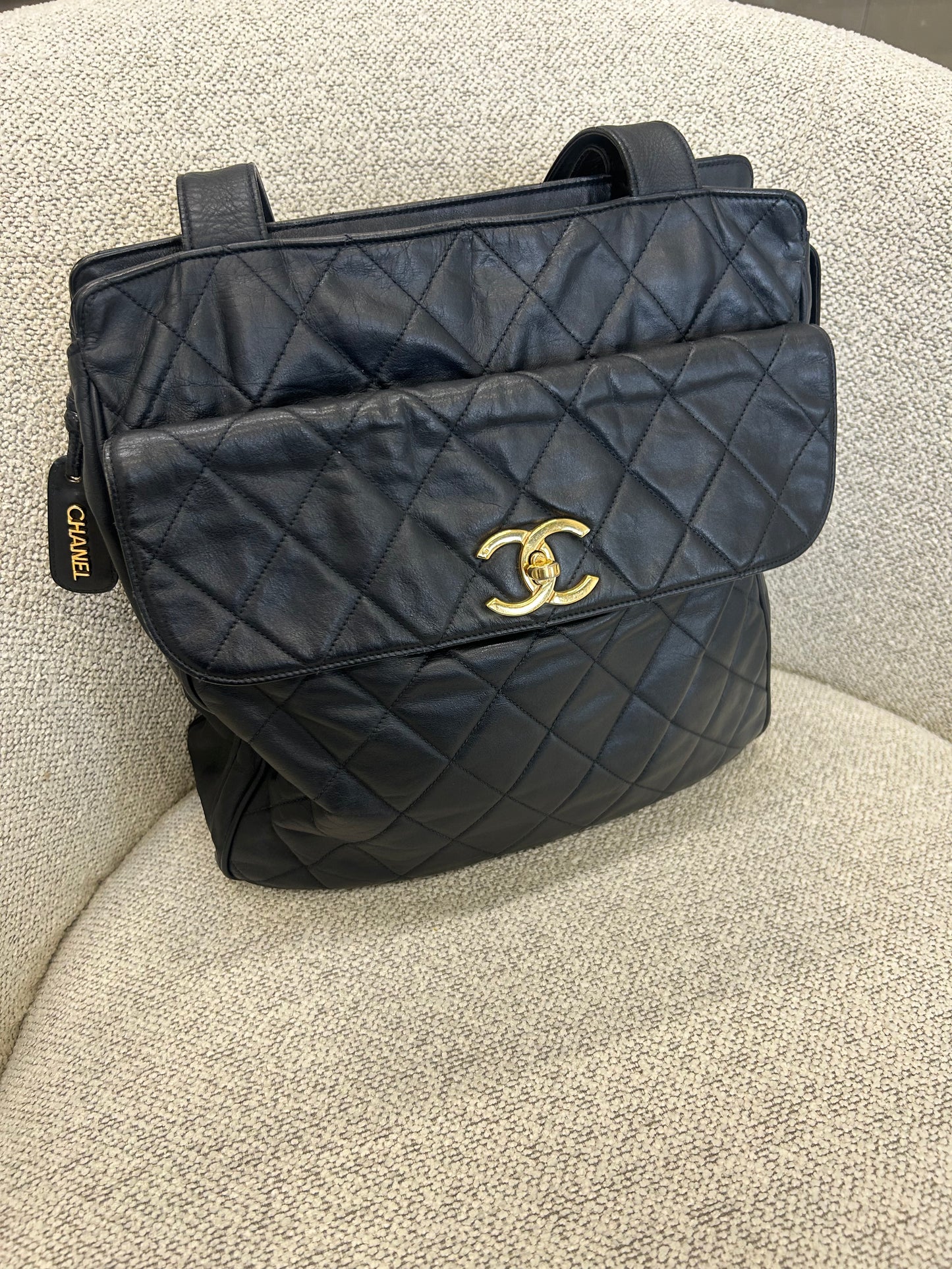 Chanel Navy Quiltet CC Tote