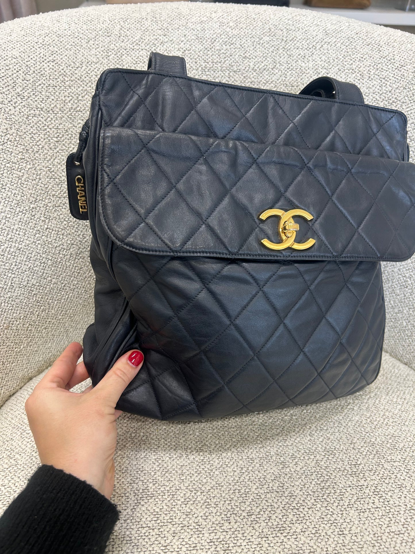 Chanel Navy Quiltet CC Tote