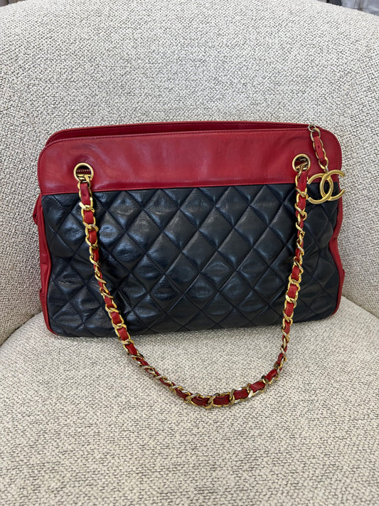 Chanel Bicolor Shoulder Bag Red/Navy