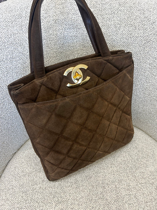 Chanel Suede Jumbo Logo Bag