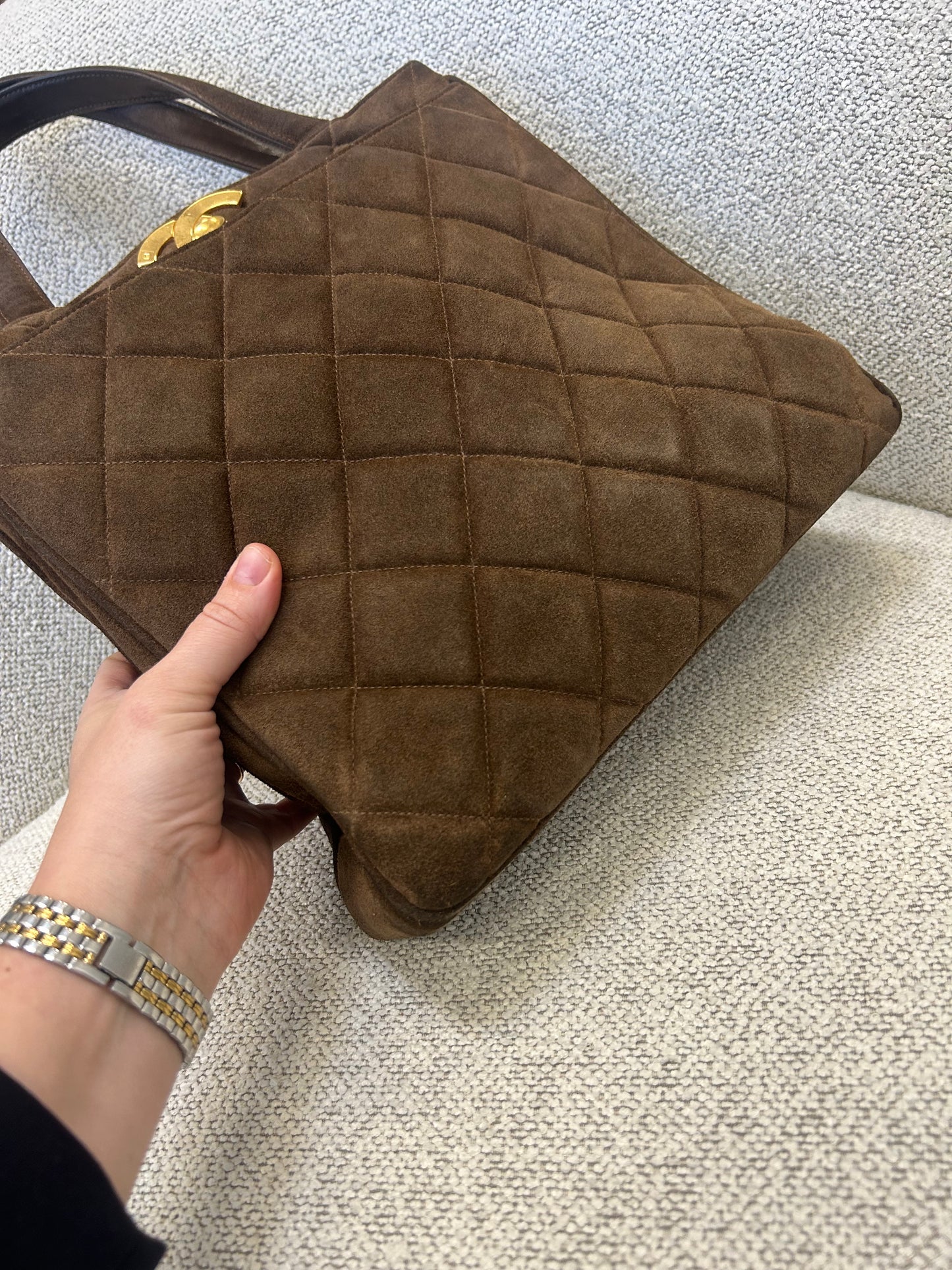 Chanel Suede Jumbo Logo Bag