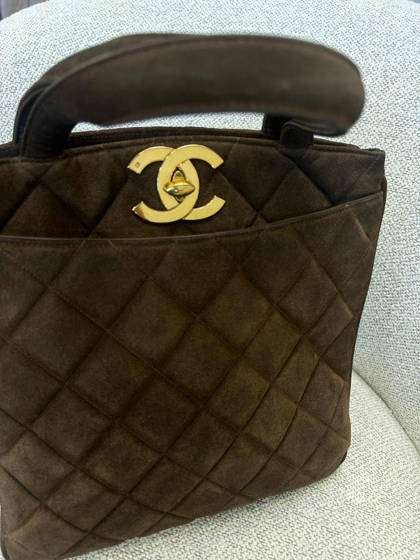 Chanel Suede Jumbo Logo Bag