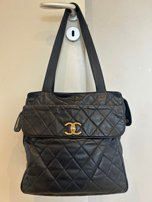 Chanel Navy Quiltet CC Tote