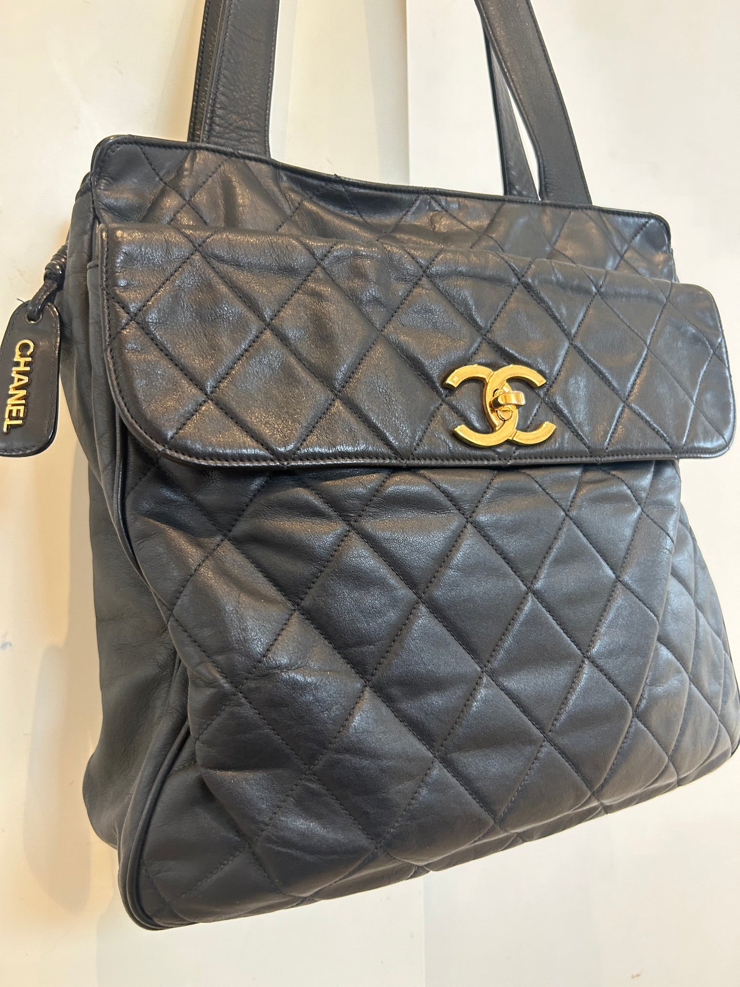 Chanel Navy Quiltet CC Tote