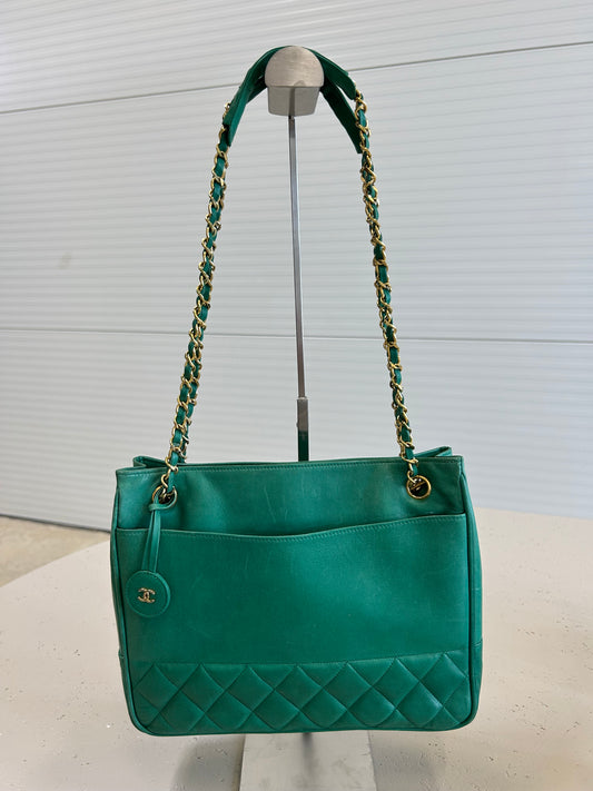 Chanel taske i grøn læder – Vintage Tote Bag