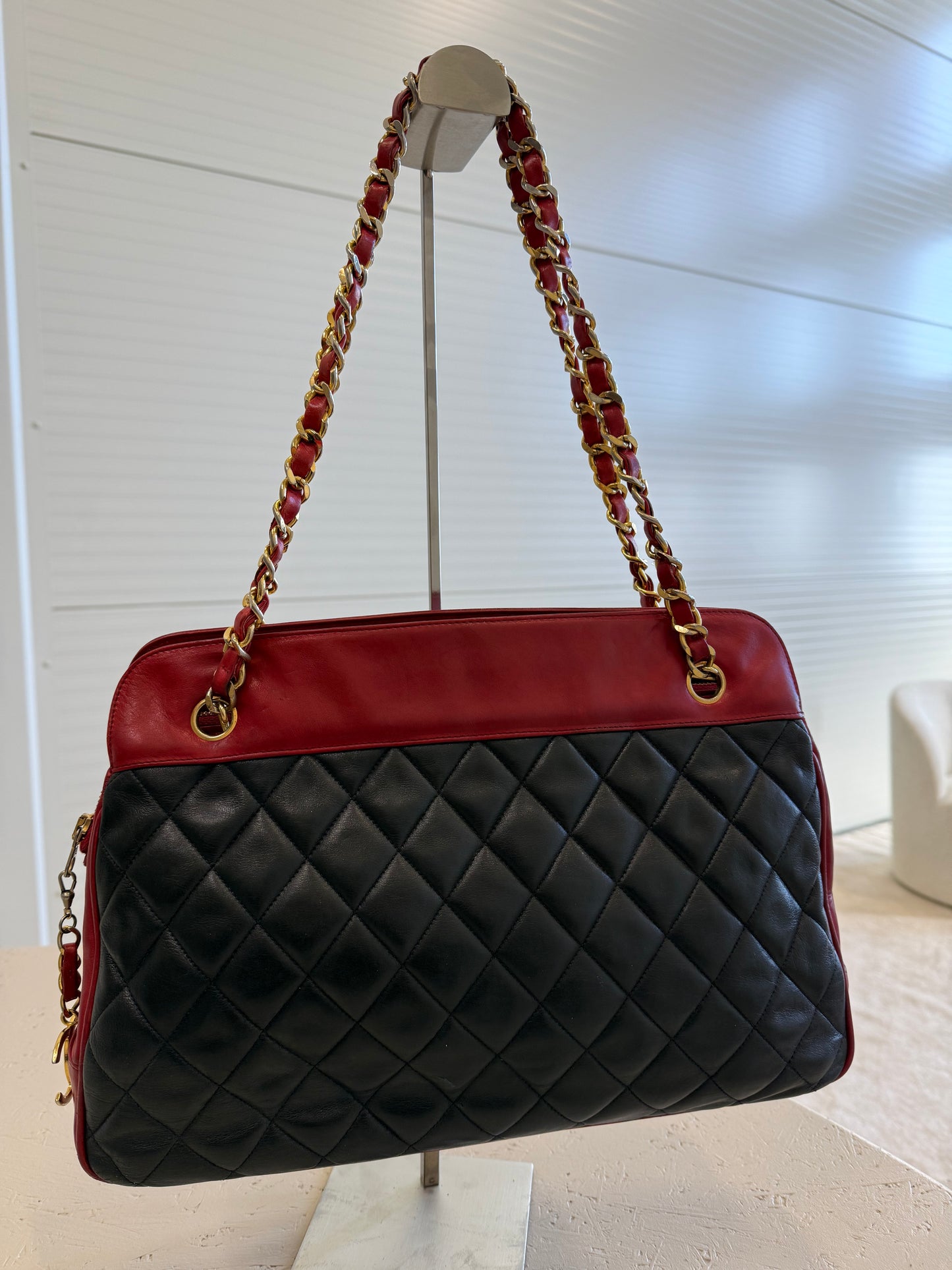 Chanel Bicolor Shoulder Bag Red/Navy