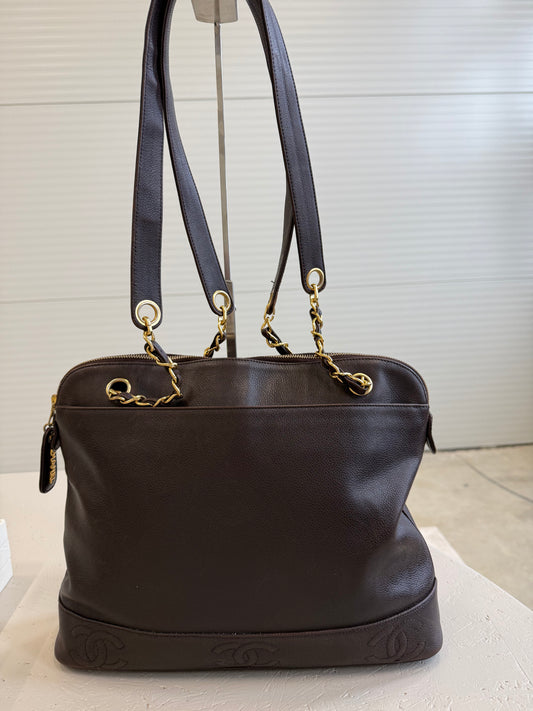 Chanel Tote Brown Tripple CC Logo