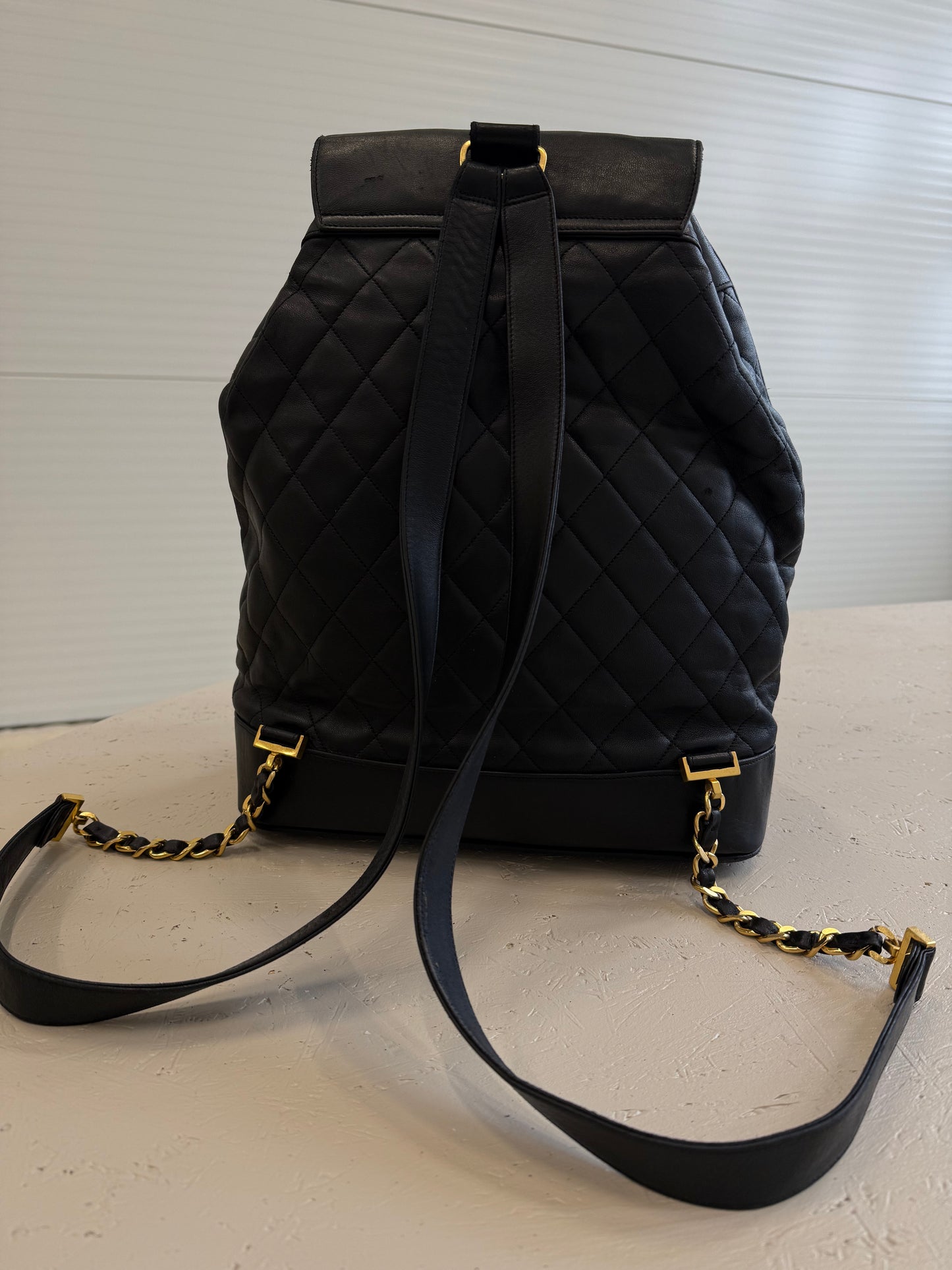 Chanel Backpack Black Leather with Gold Hardware