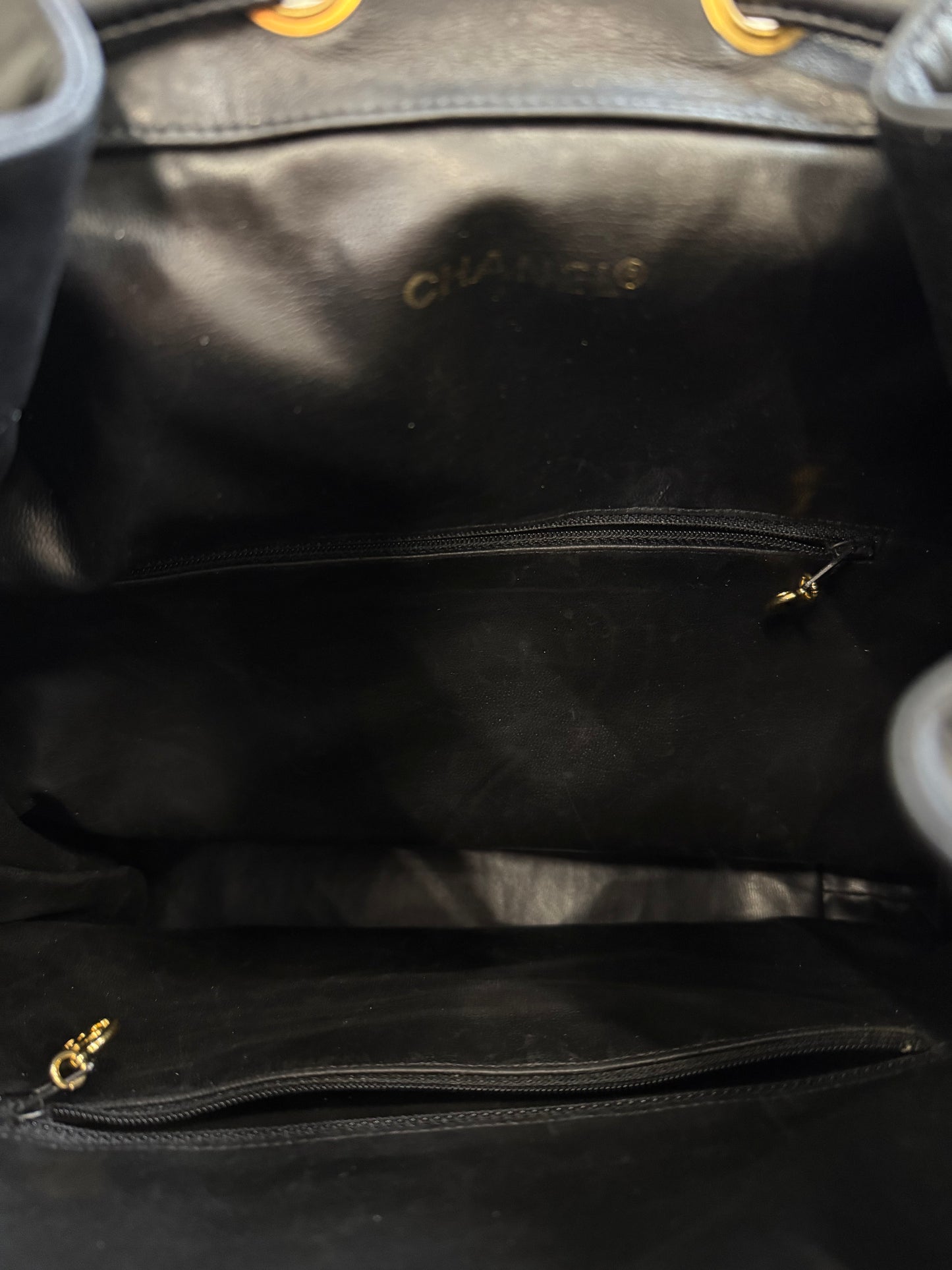 Chanel Backpack Black Leather with Gold Hardware