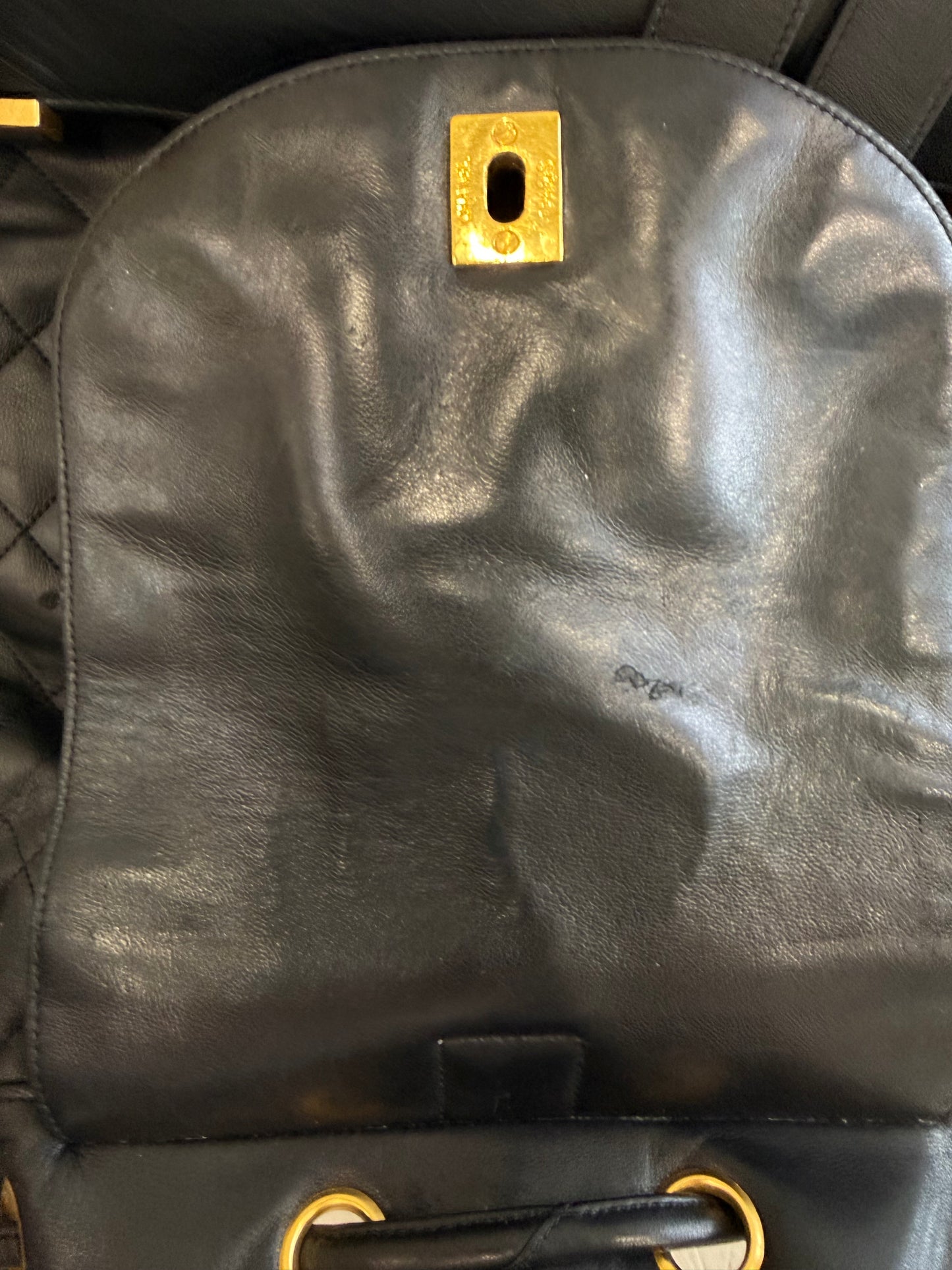 Chanel Backpack Black Leather with Gold Hardware