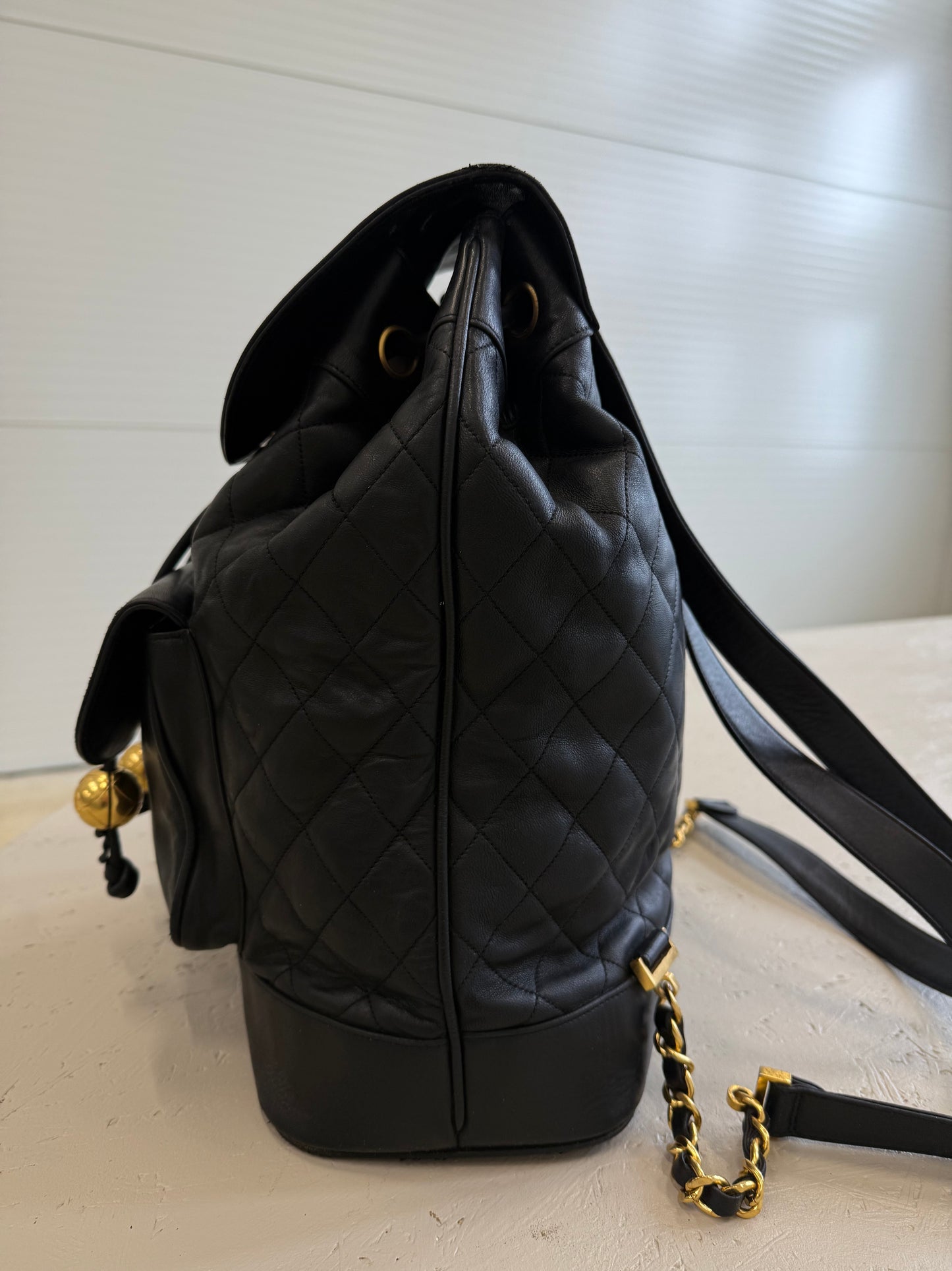 Chanel Backpack Black Leather with Gold Hardware