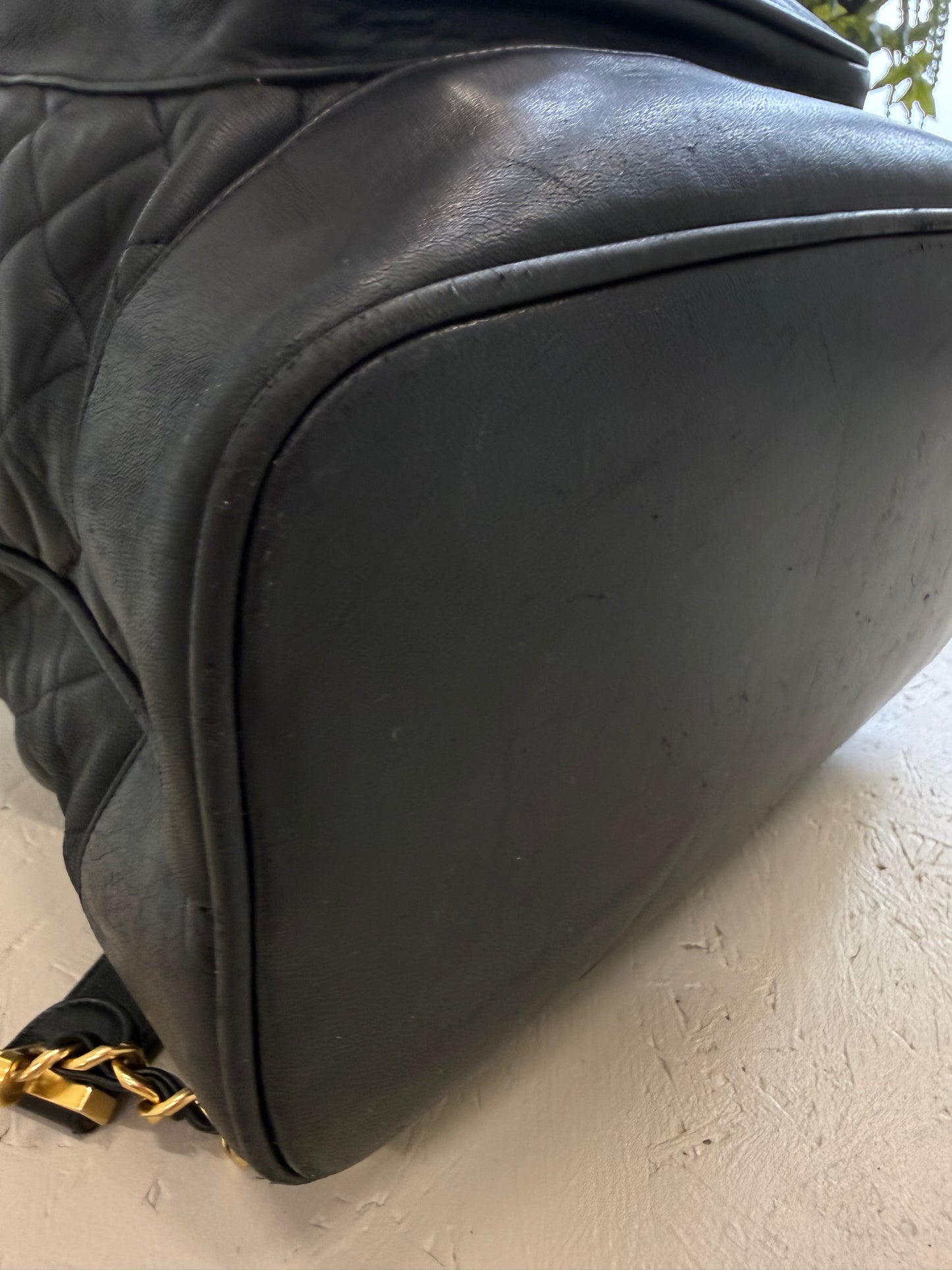 Chanel Backpack Black Leather with Gold Hardware