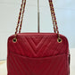 Chanel Red Chevron Quilted Shoulder Bag