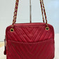 Chanel Red Chevron Quilted Shoulder Bag