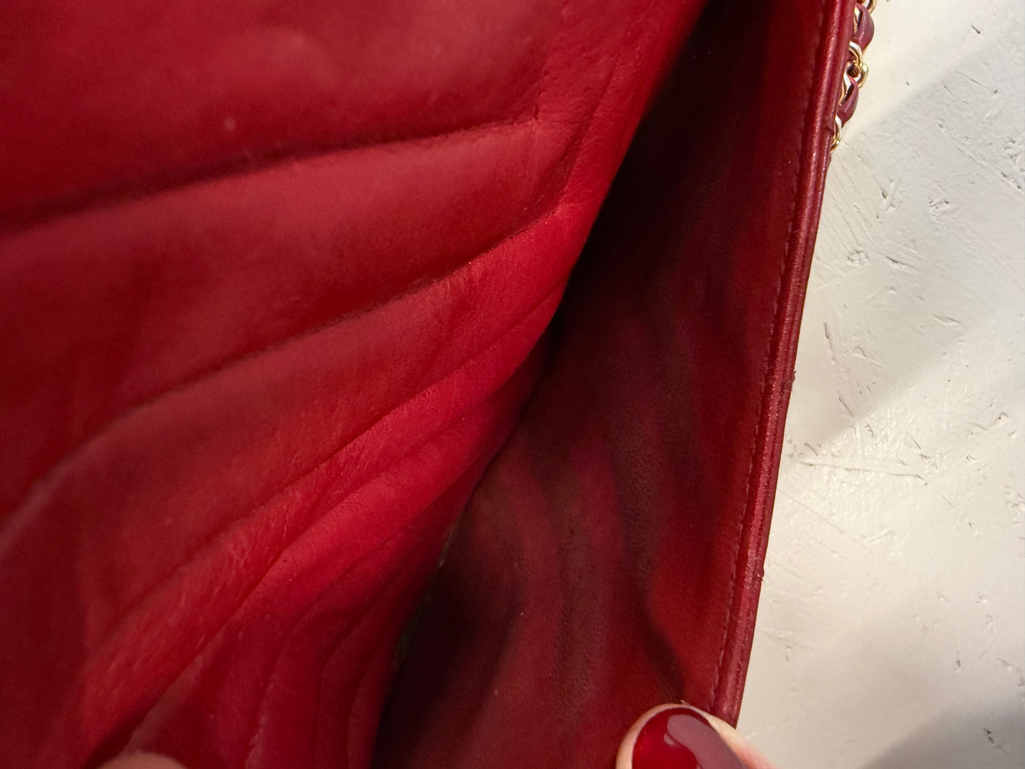 Chanel Red Chevron Quilted Shoulder Bag
