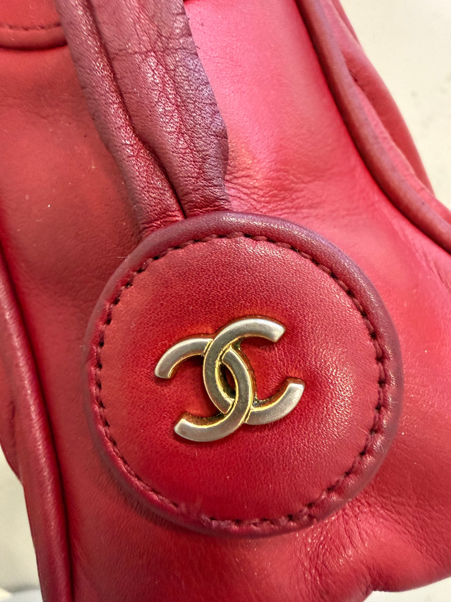 Chanel Red Chevron Quilted Shoulder Bag