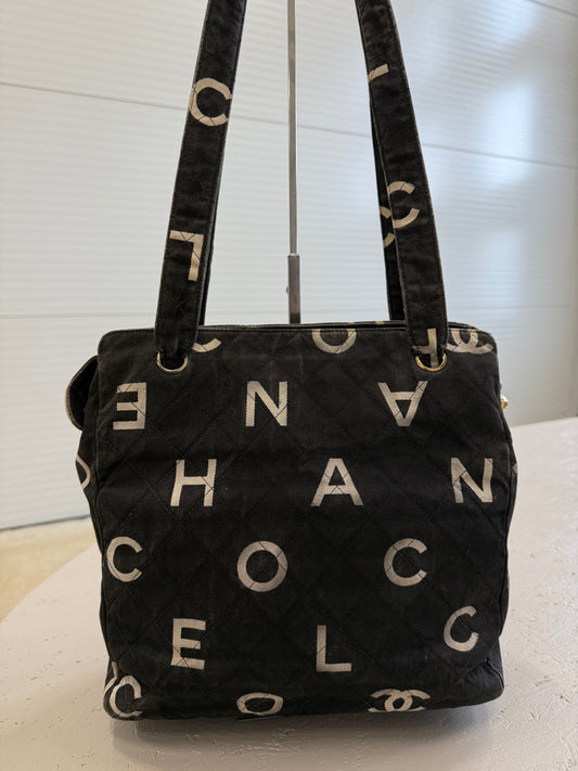 Chanel Denim Tote Logo Shoulder Bag