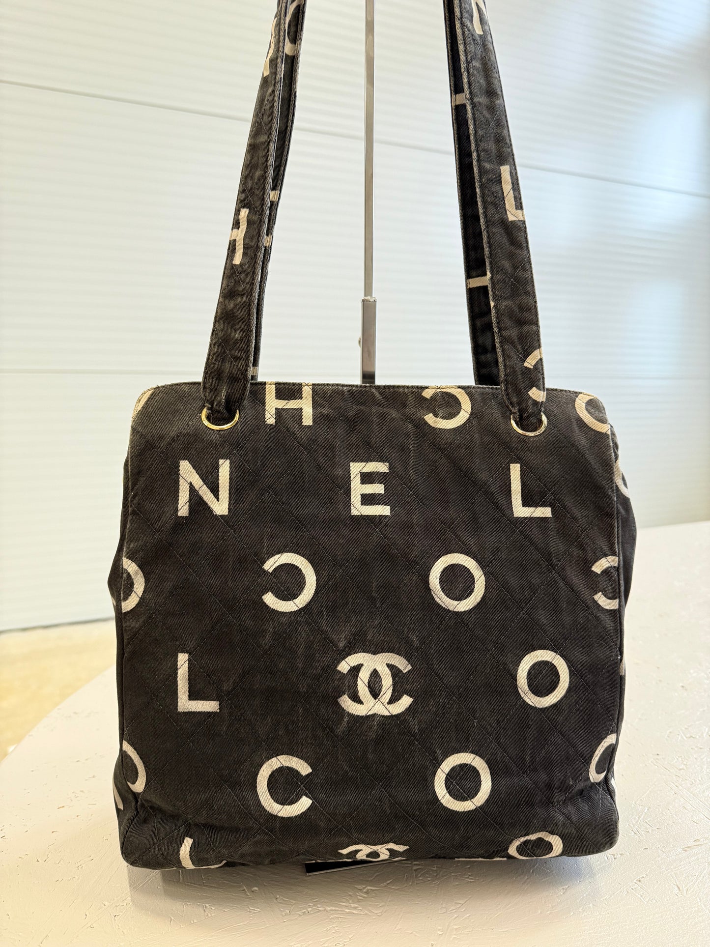 Chanel Denim Tote Logo Shoulder Bag
