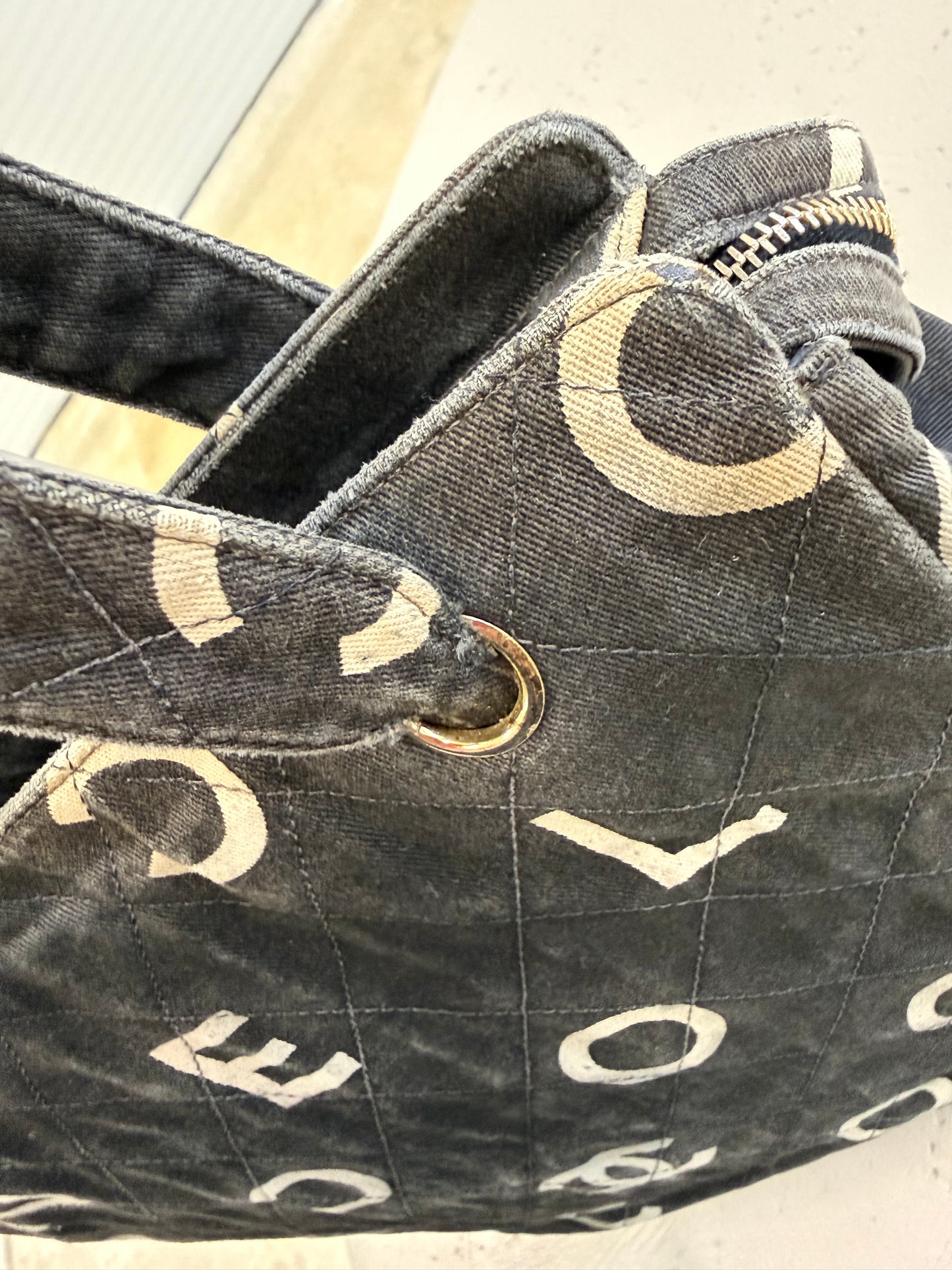 Chanel Denim Tote Logo Shoulder Bag