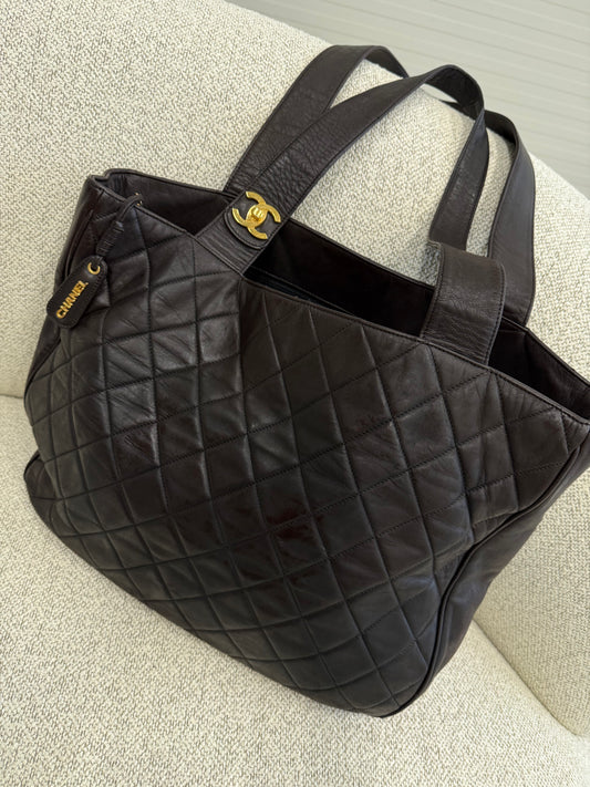 Chanel Brown Shopper Bag